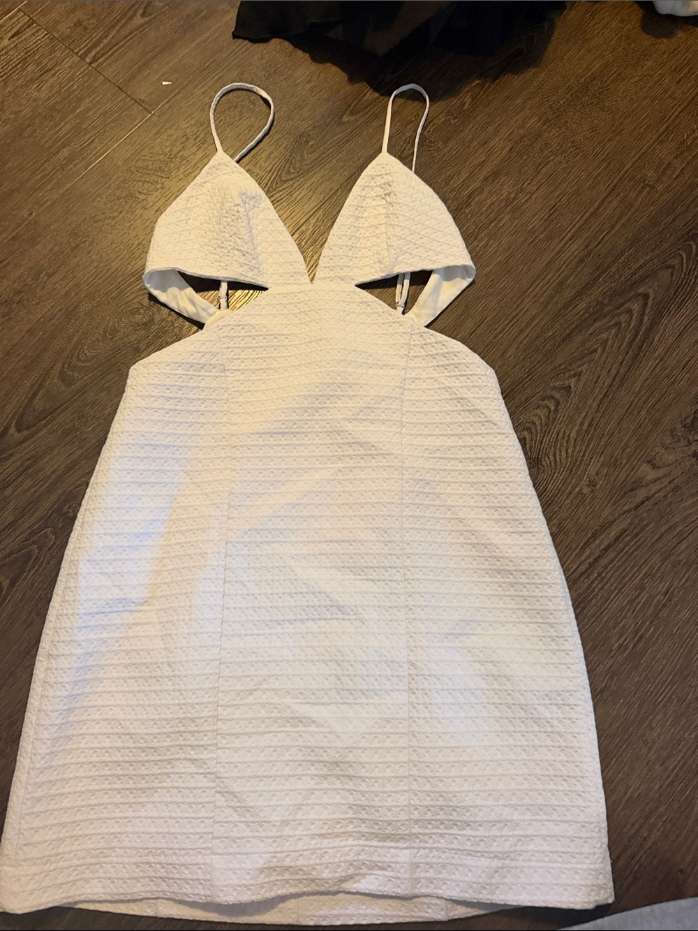 Zara Cream Textured Cutout Mini Dress